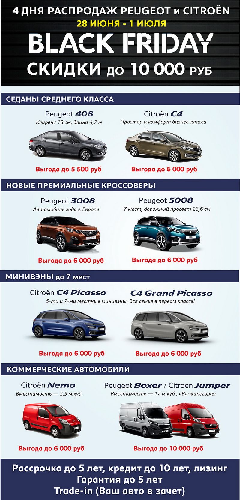 Чёрная пятница в Peugeot и Citroen! Скидки до 10 000 рублей! Только 4 дня!